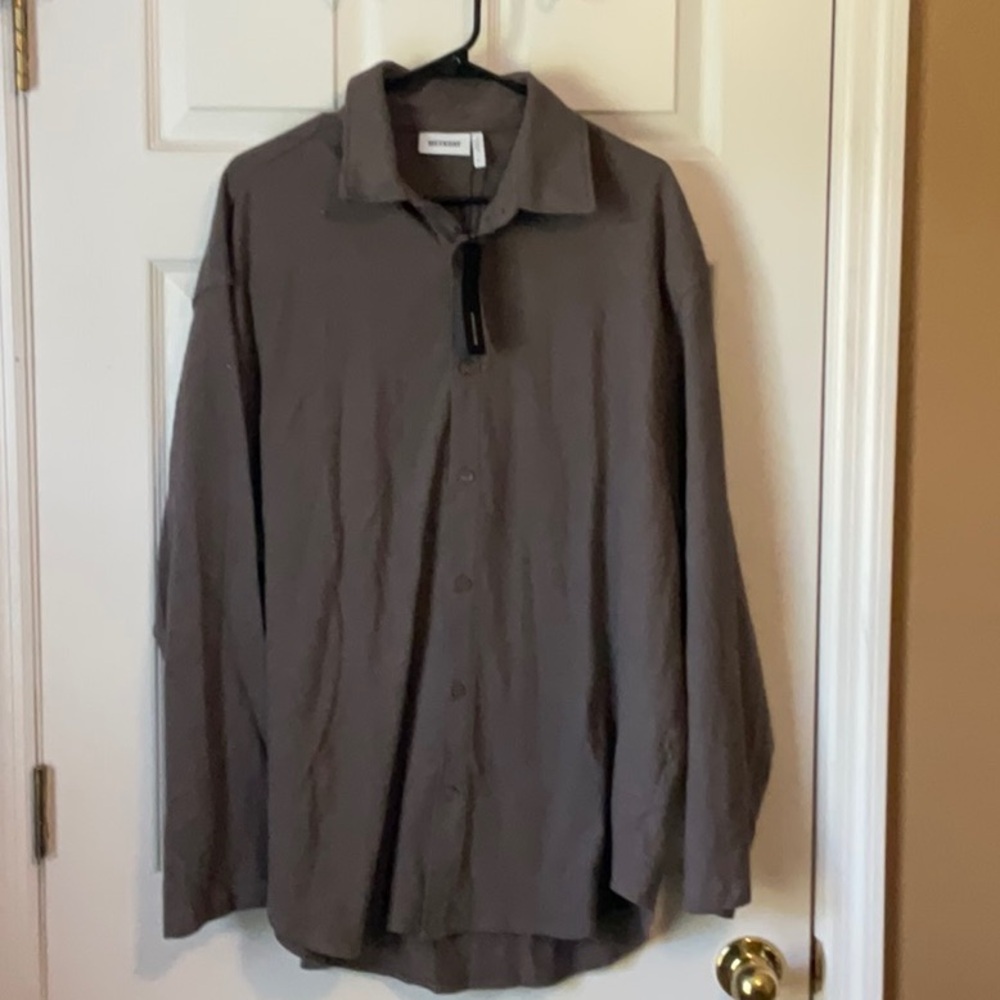 Weekday Noel Oversized Men’s Brown Long Sleeves Button Down Jersey Shirt Size M